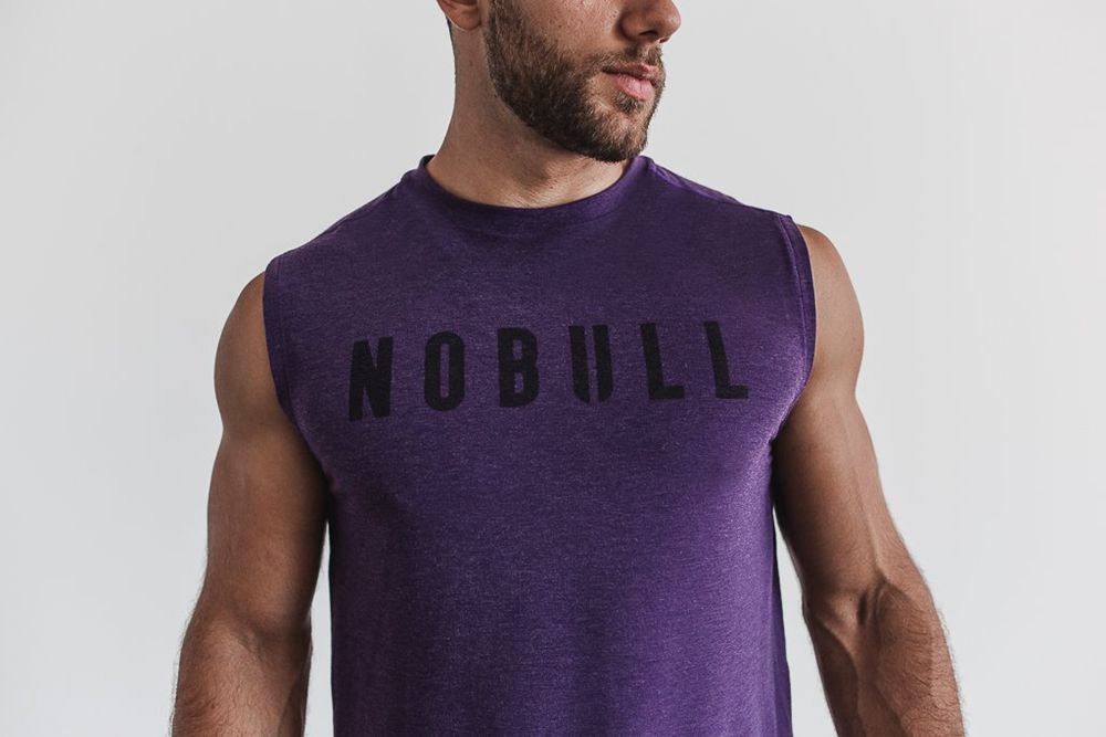 NOBULL Men's Sleeveless Tee - Purple - Ireland (1870PZLOR)